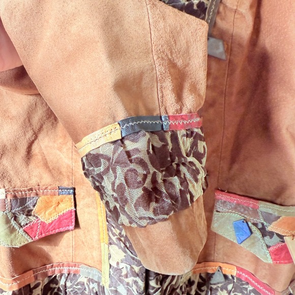 Save The Queen Suede Leather Italian Made‎ Jacket Women's Size Extra Large - Picture 3 of 9